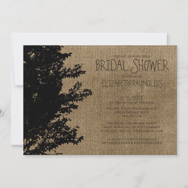 Western Tree Branches Bridal Douche Invitations (Devant)