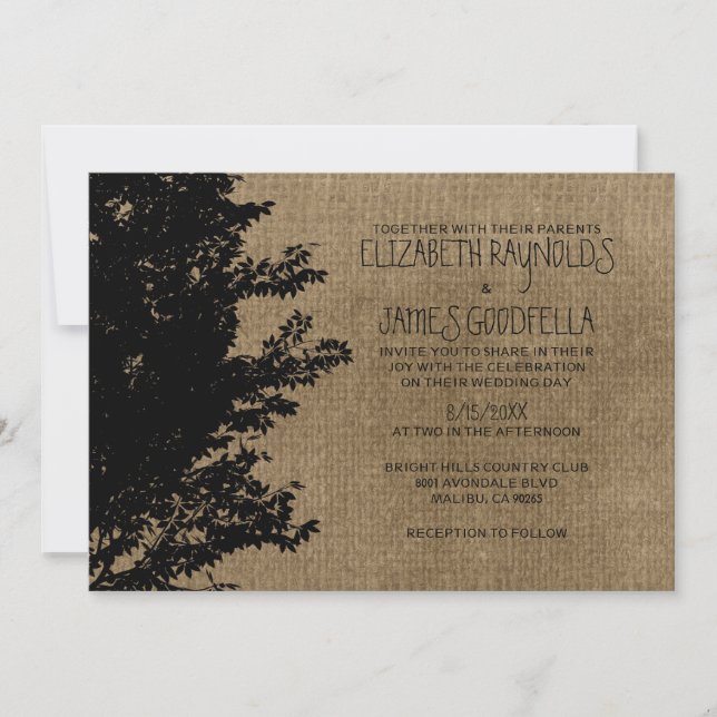 Western Tree Branches Mariages Invitations (Devant)