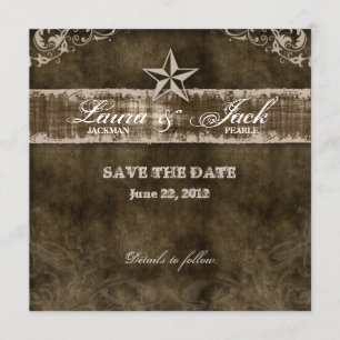 Western Vintage Enregistrer la carte Date Beige St