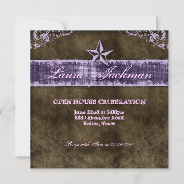Western Vintage Grad Faire-part Purple Star (Devant)