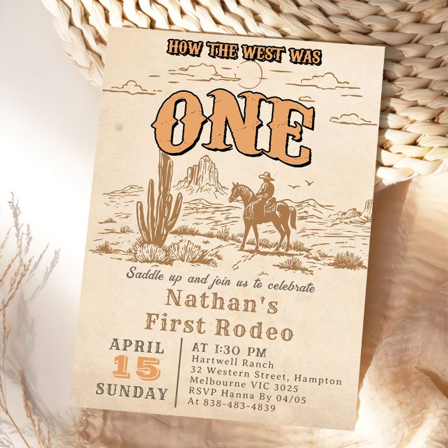 Western Vintage Rodeo 1st Birthday Invitation  (Créateur téléchargé)