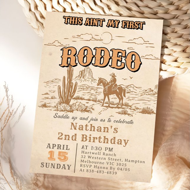 Western Vintage Rodeo 2nd Birthday Invitation  (Créateur téléchargé)