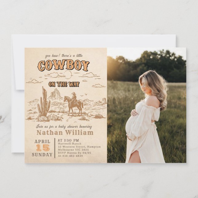 Western Vintage Rodeo Baby Shower Invitation  (Devant)