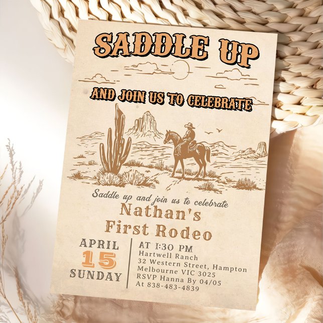 Western Vintage Rodeo Birthday Invitation  (Créateur téléchargé)