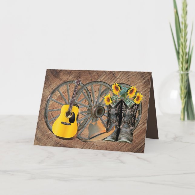 Western Wagon Wheel Guitar Cowboy bottes tournesol (Devant)