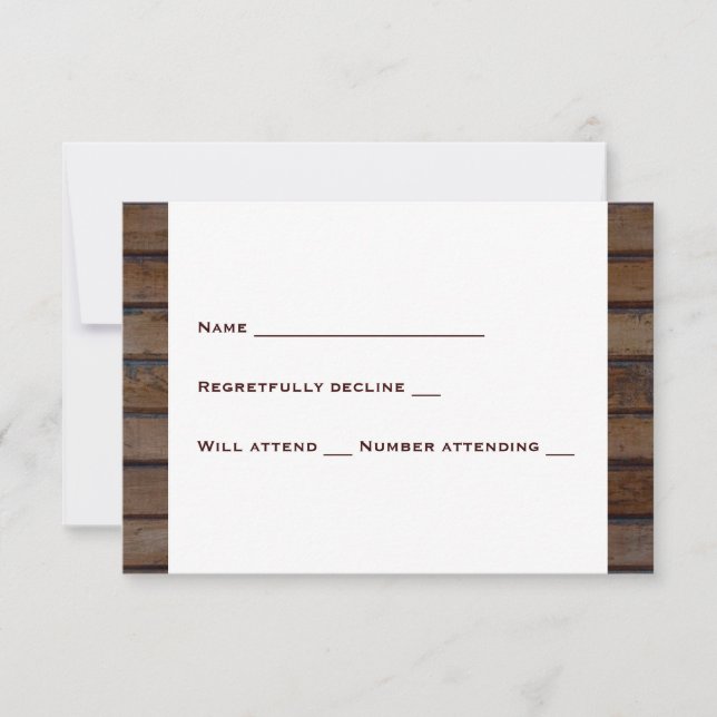 Western Wood Shabby Lace rsvp avec enveloppes (Devant)