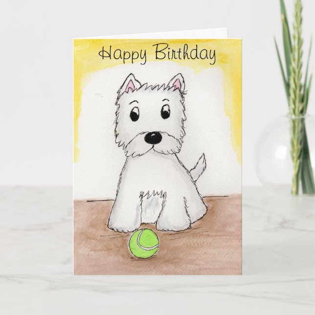 Westie Anniversaire carte d'art ami mari etc (Devant)