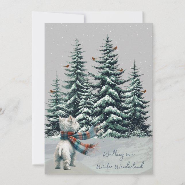 Westie avec Cardinals Carte de Noël hiver (Devant)