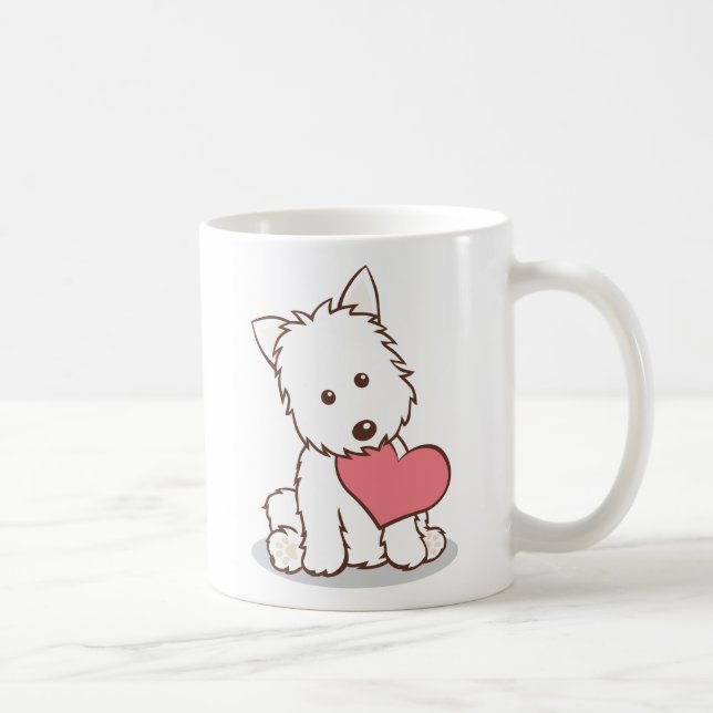 Westie avec la tasse de forme de coeur (Droite)