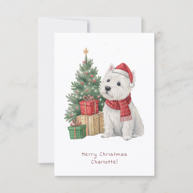 Westie Cheeky Dog Cute Christmas Card Personalise (Devant)