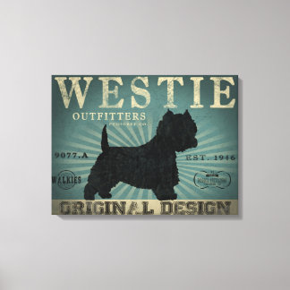 Westie Chien Toile d'art rustique