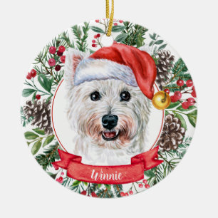 Westie Custom Santa Hat Chien de Noël Ornement
