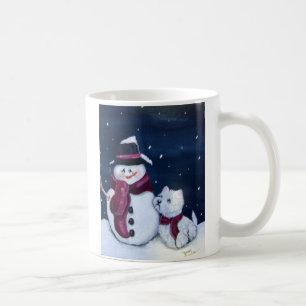 Westie et tasse de bonhomme de neige