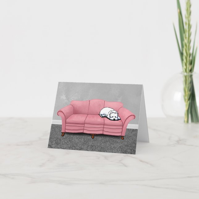 Westie On Pink Sofa Note Card (Devant)