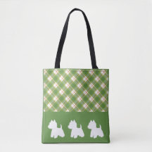 Westie Sac fourre-tout vert Plaid
