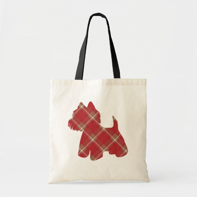 Westie Tartan Plaid Sac fourre-tout - Rouge (Devant)