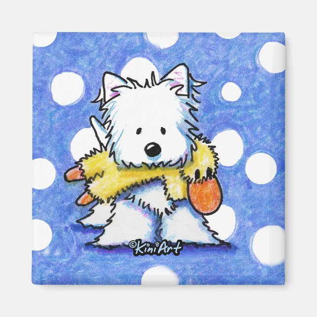 Westie With Toy Duck Magnet (Devant)