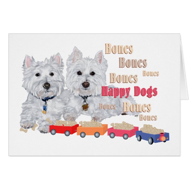 Westies avec train d'os (Devant horizontal)