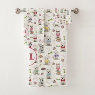 Westies blanches avec accessoires Monogramme lunai