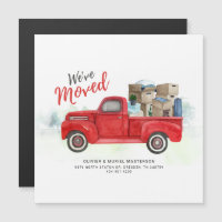 Weve Moved Watercolor Camion rouge Nouvelle adress