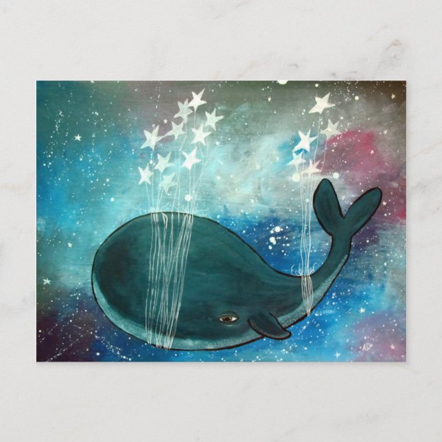 Whale Art Whimsical Carte postale Cute Artwork (Devant)