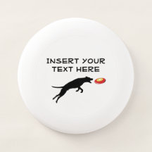 Chien attrapant Frisbee Ajouter votre texte, nom d