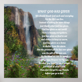 What God has given poetry poster
