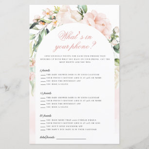 What’s In Your Phone Blush Girl Baby shower Jeu