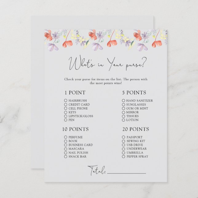 Whats fleur sauvage dans votre sac à main (Devant / Derrière)