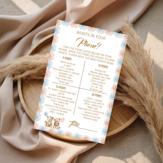 What's in Your Phone Game Card Teddy Bear (Créateur téléchargé)