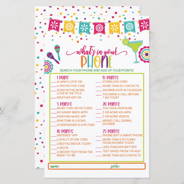 What's in Your Phone Game - Fiesta WH (Devant / Derrière)