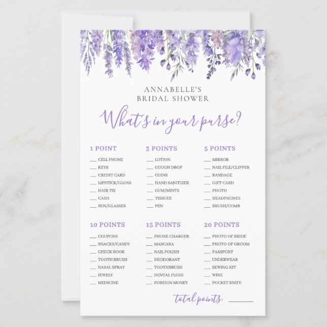 What's In Your Purse Bridal Shower Game (Devant)