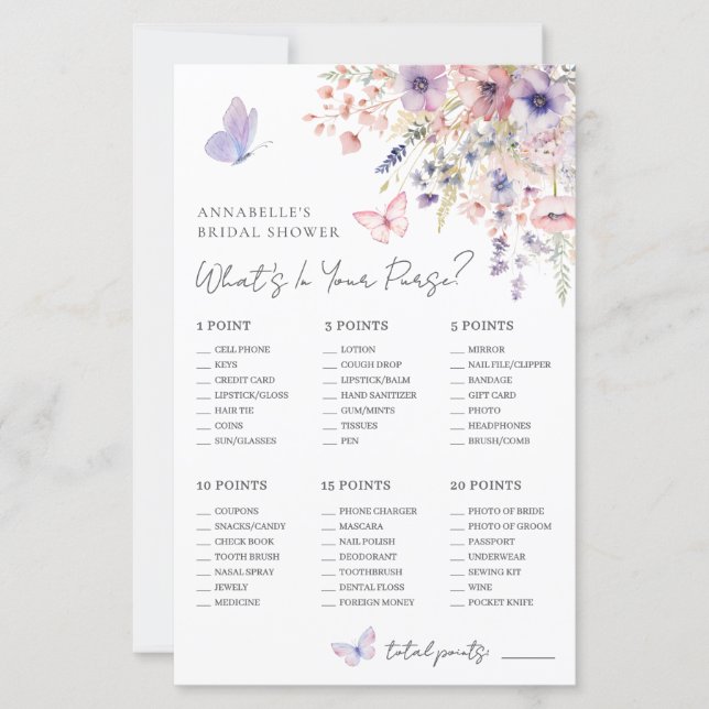 What's In Your Purse Bridal Shower Game (Devant)