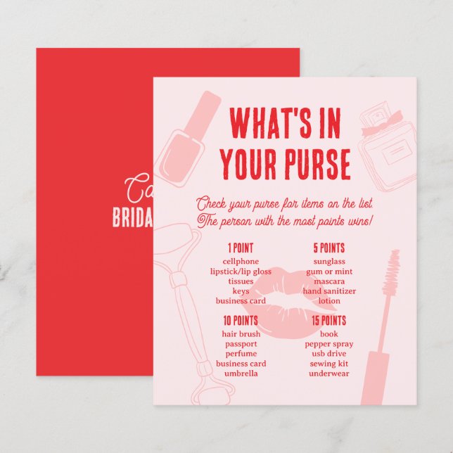 What's in Your Purse Bridal Shower Game Spa Pajama (Devant / Derrière)