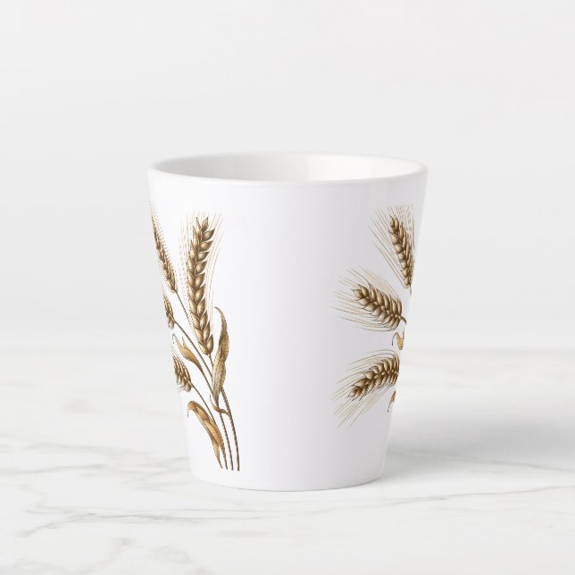 Wheat Ears Latte Mug – Rustic Farmhouse Coffee Cup (Devant)