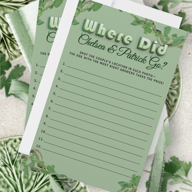 Where Did They Go Greenery Bridal Guessing Game  (Créateur téléchargé)