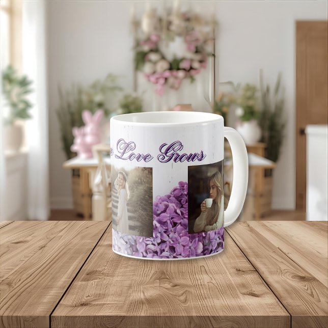 Where Love Grows Mug | Personalized Lilac Photo Mu (Créateur téléchargé)