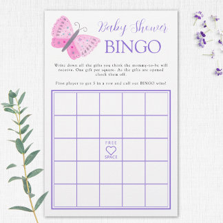 Whimsal Butterflies Baby shower Jeu de Bingo