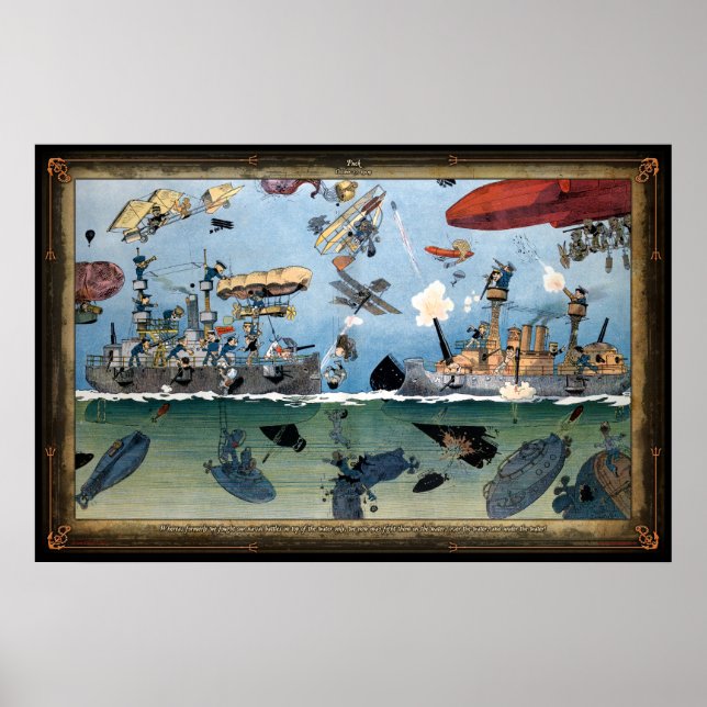 Whimsical 1909 Sea Battle Poster (Devant)