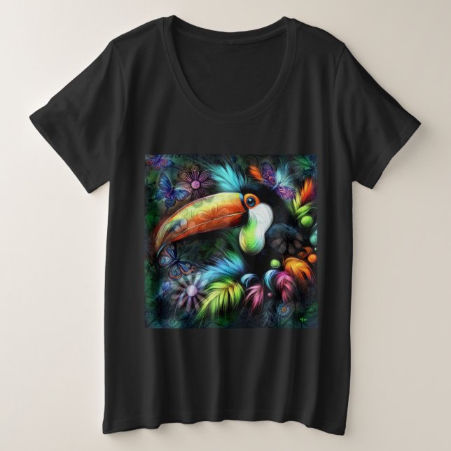 Whimsical Abstrait Toucans Oiseaux Toucans Turquoi (Design devant)
