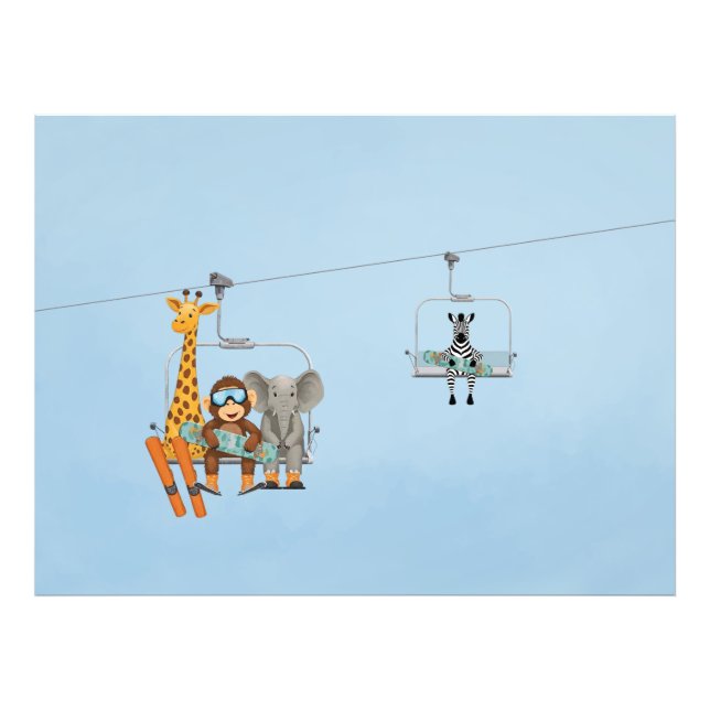 Whimsical Animals Riding Chairlift Poster (Devant)