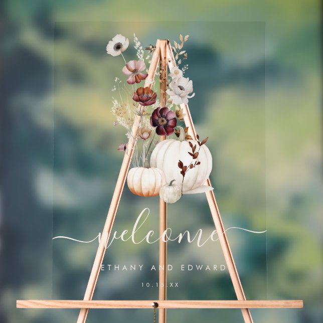 Whimsical Automne Floral Mariage Affiche de bienve (Neutre)