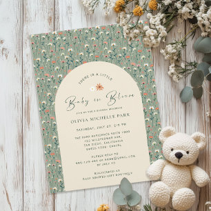 Whimsical Baby in Bloom Shower Invitation