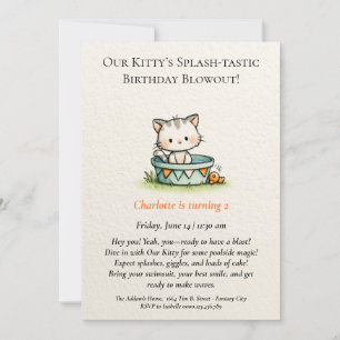 Whimsical Baby Kitty Invitation Anniversaire