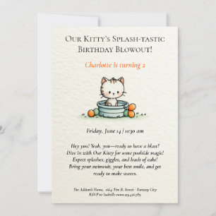 Whimsical Baby Kitty Invitation Anniversaire
