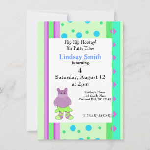 Whimsical Ballerina Hippo Invitation Anniversaire