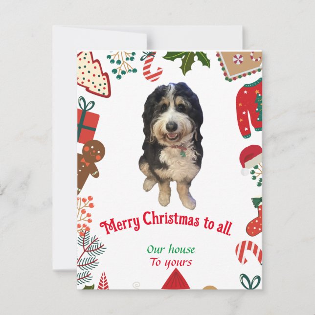 Whimsical Bernedoodle chien carte de vacances de N (Devant)