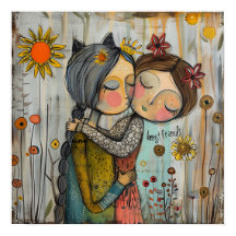 Whimsical Best Friends Poster