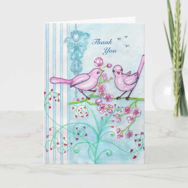 Whimsical Bird Duo Merci Note Carte de voeux (Devant)