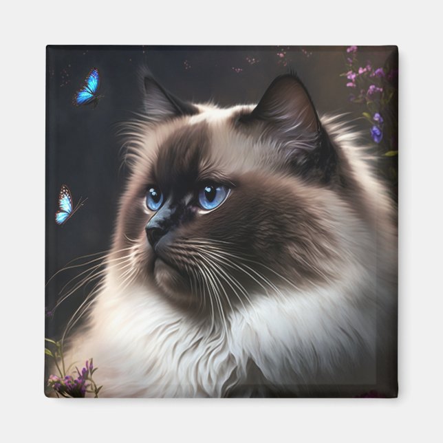 Whimsical Birman Cat Magnet (Devant)